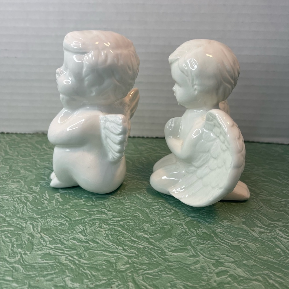 Vintage Malco Angel Cherubs Set Of 2 Figurines Mantle Holiday - Picture 4 of 8